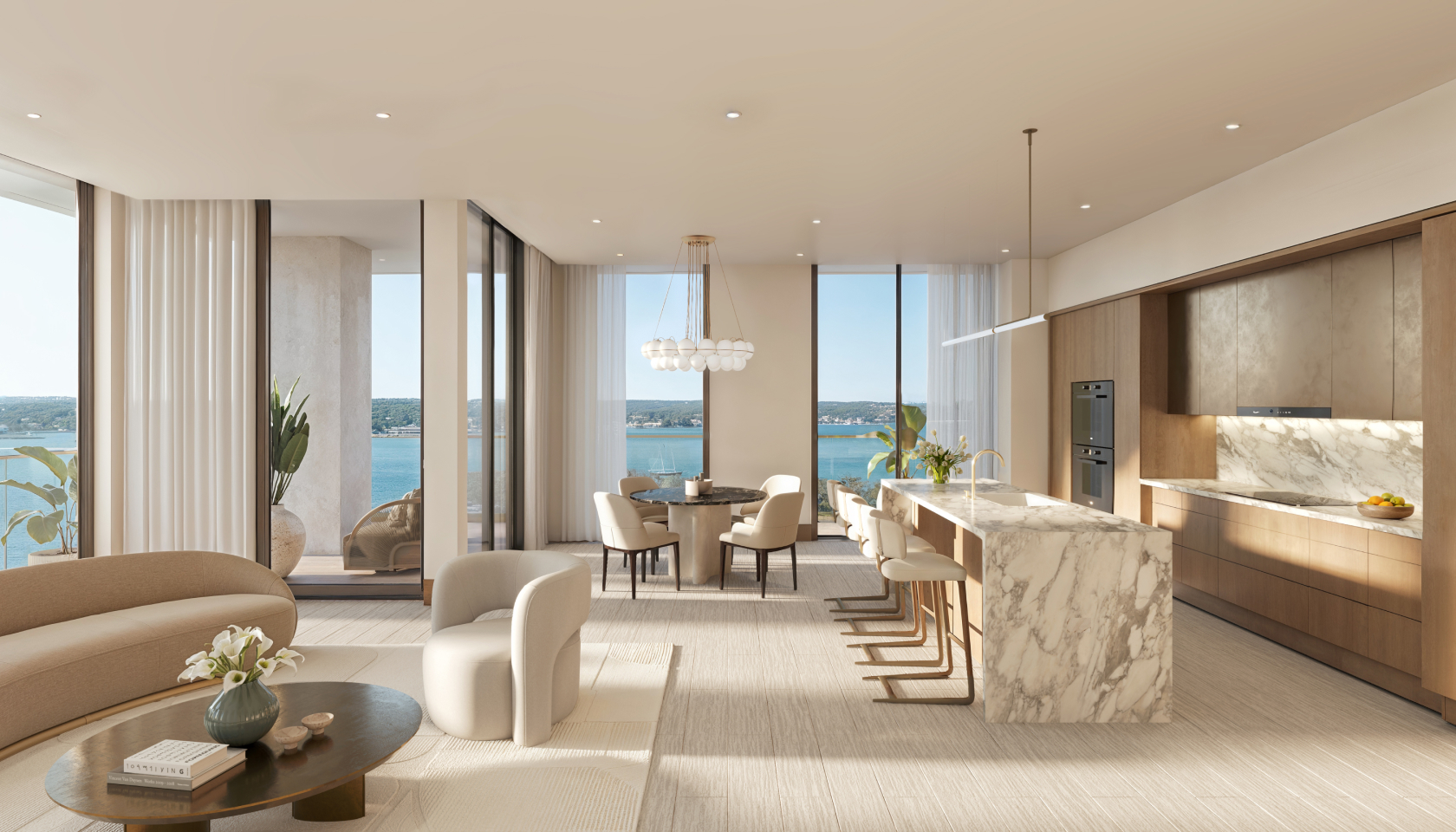 Tula Residences kitchen and living room.