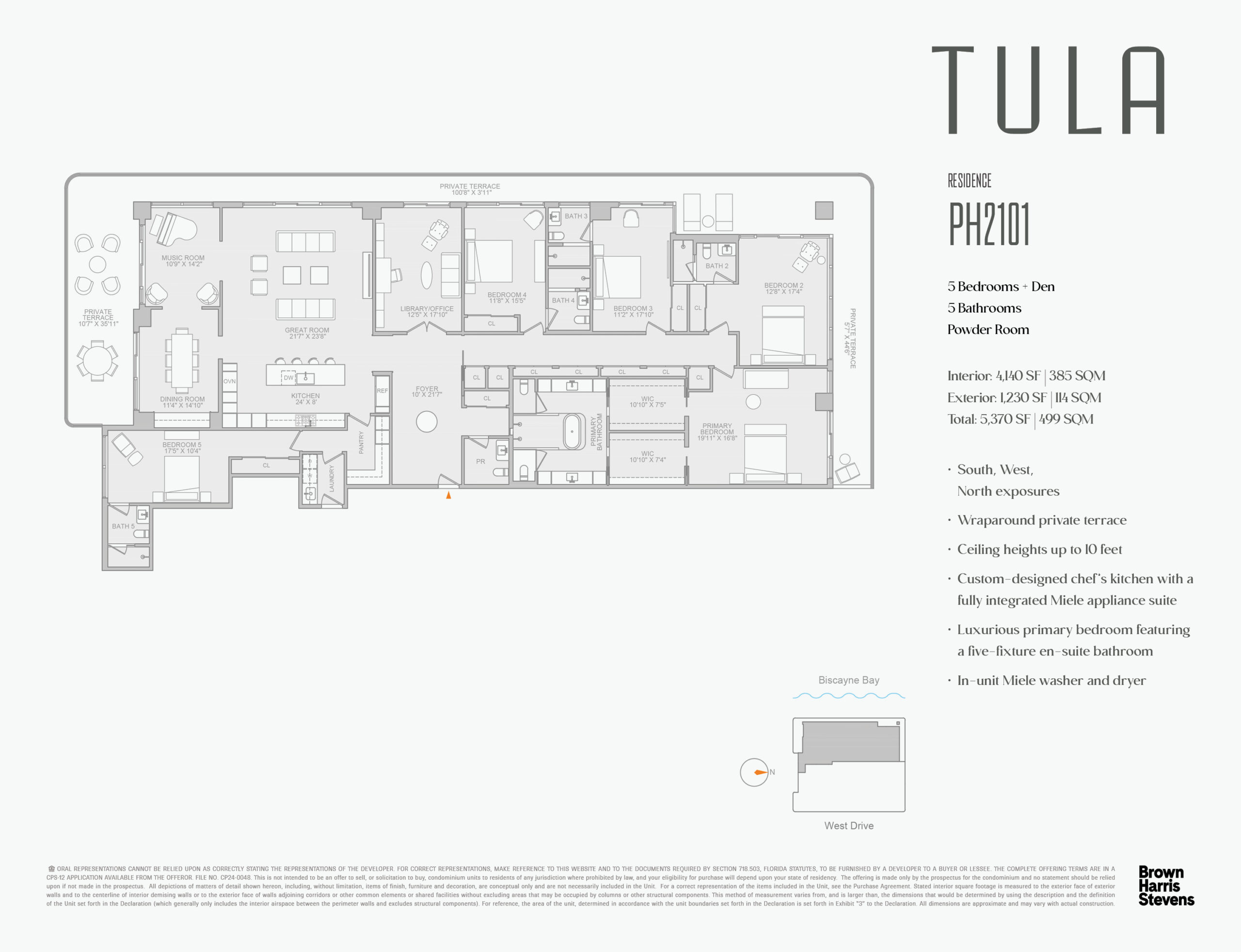 Tula Residences floor plan for Penthouse 1, floor 21.