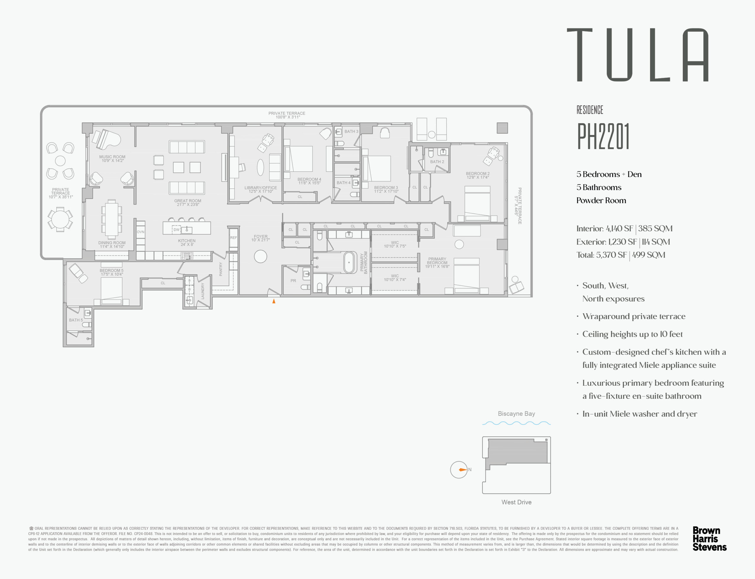 Tula Residences floor plan for Penthouse 1, floor 22.