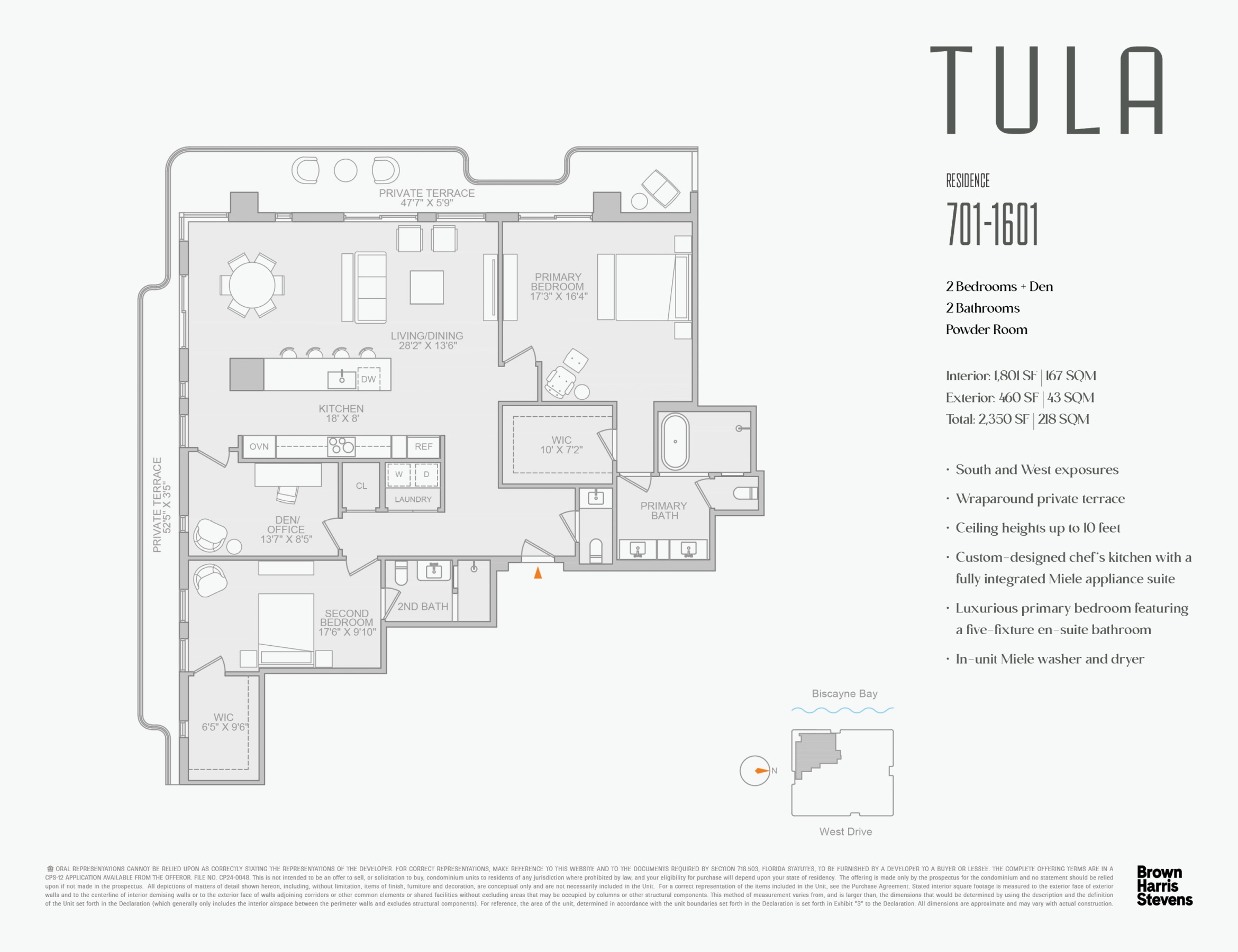 Tula Residences floor plan for Residence 1, floors 7-16.