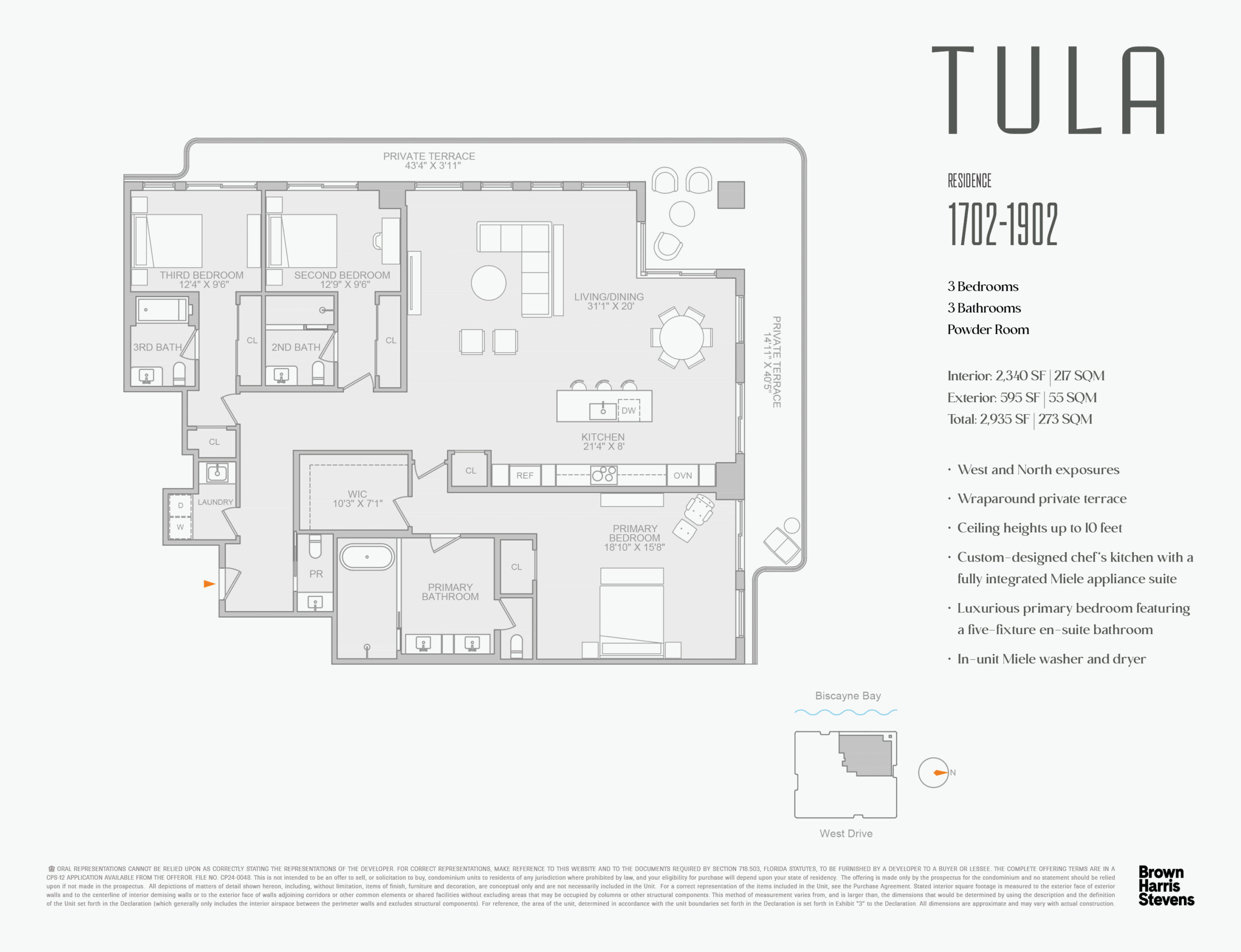 Tula Residences floor plan for Residence 2, floors 17-19.