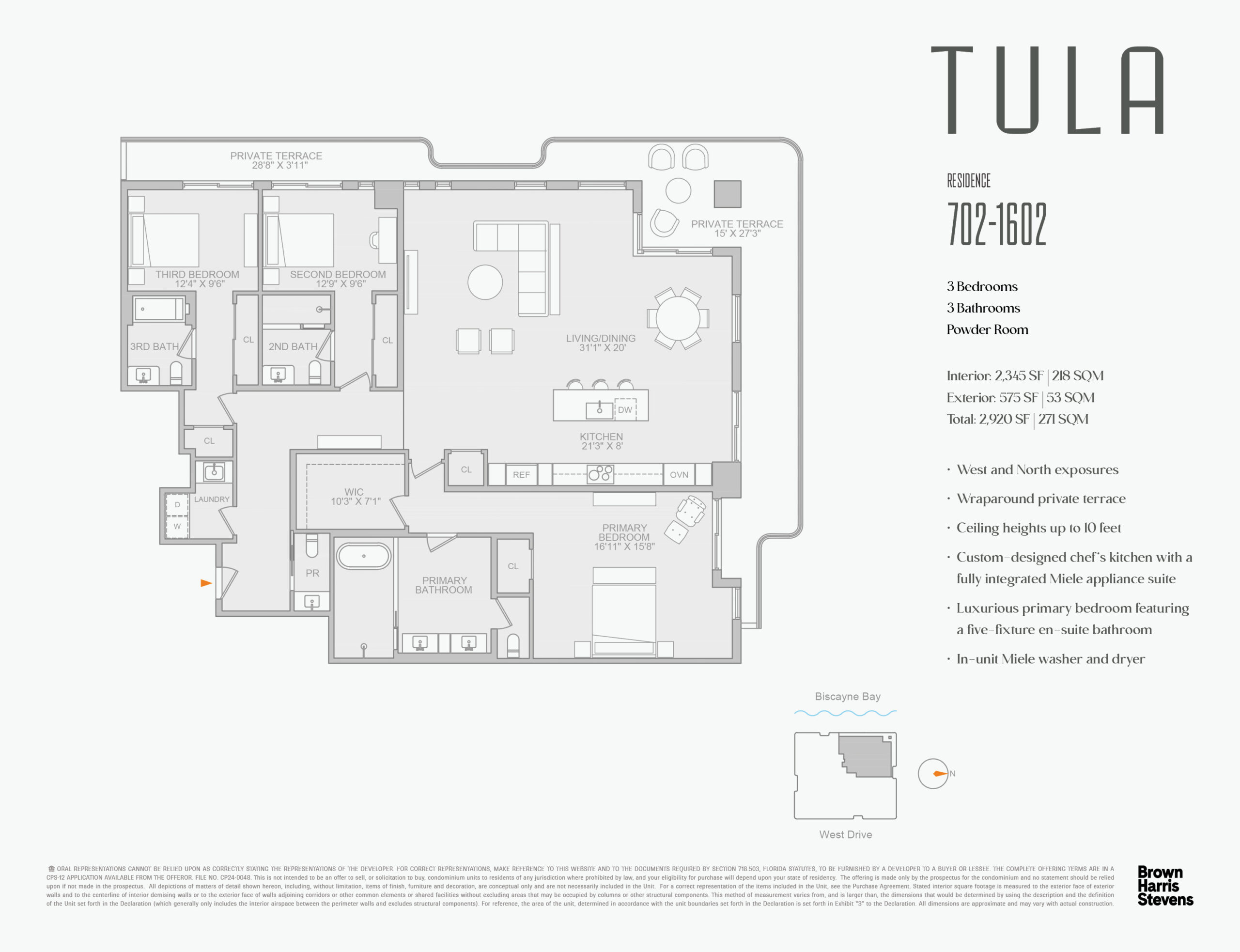 Tula Residences floor plan for Residence 2, floors 7-16.